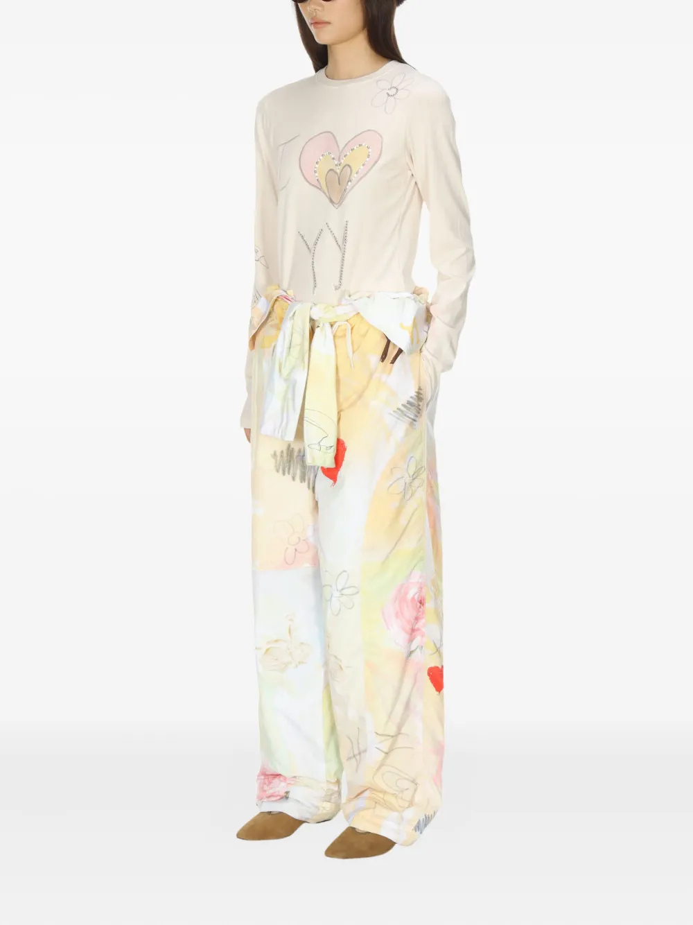 Open Yy Crew Neck T-shirt In Neutral