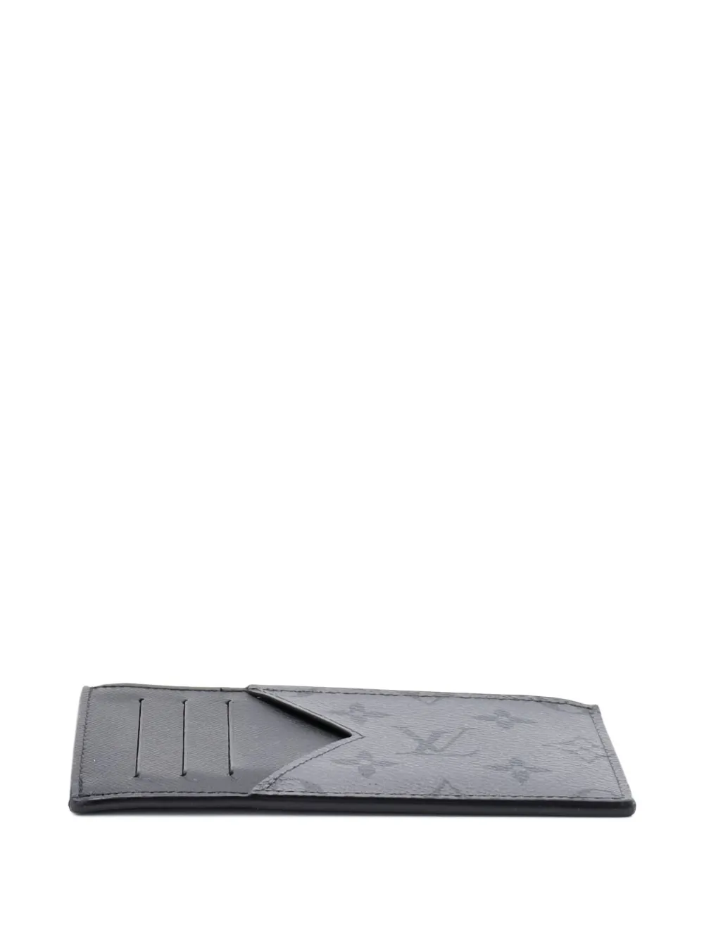 Pre-owned Louis Vuitton Coin Reverse Monogram Eclipse Canvas Card Holder In Black