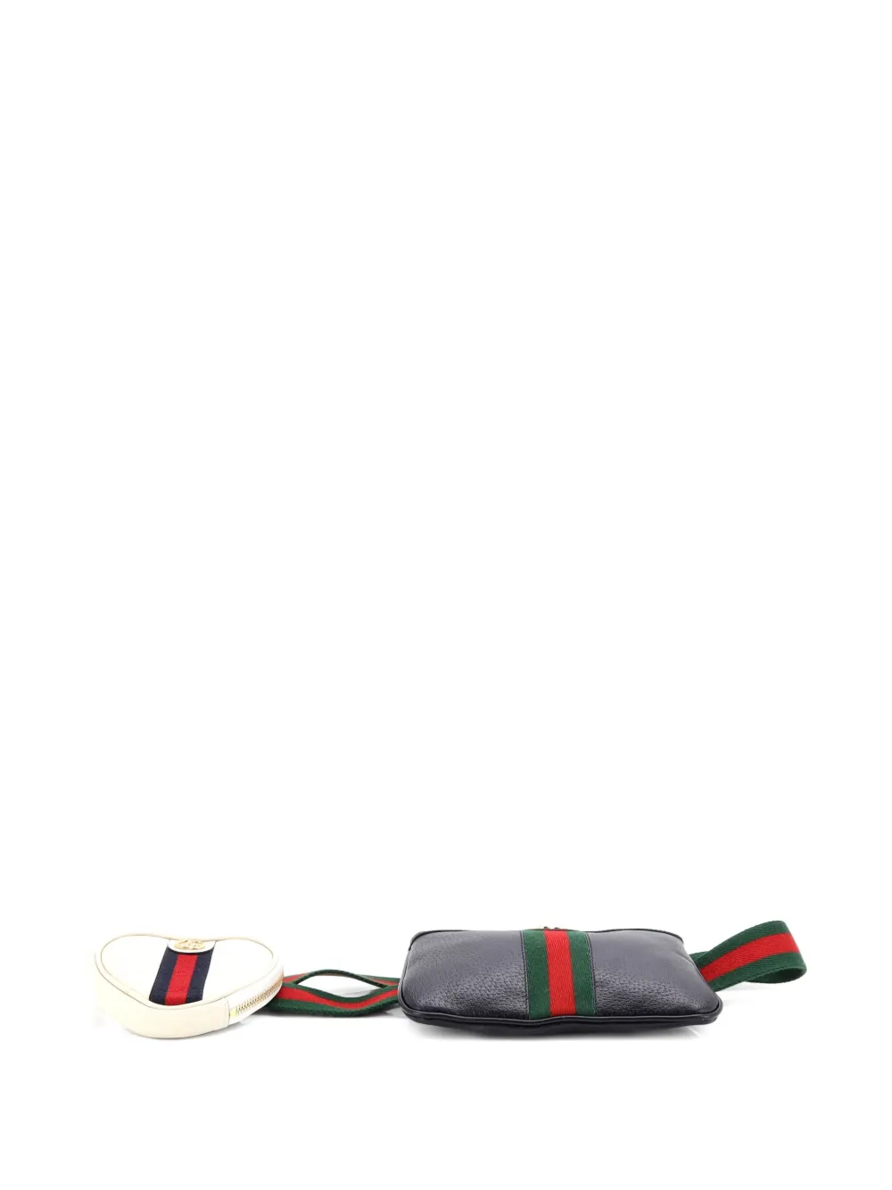 Pre-owned Gucci Ophidia Heart Utility Double Leather Belt Bag In Black