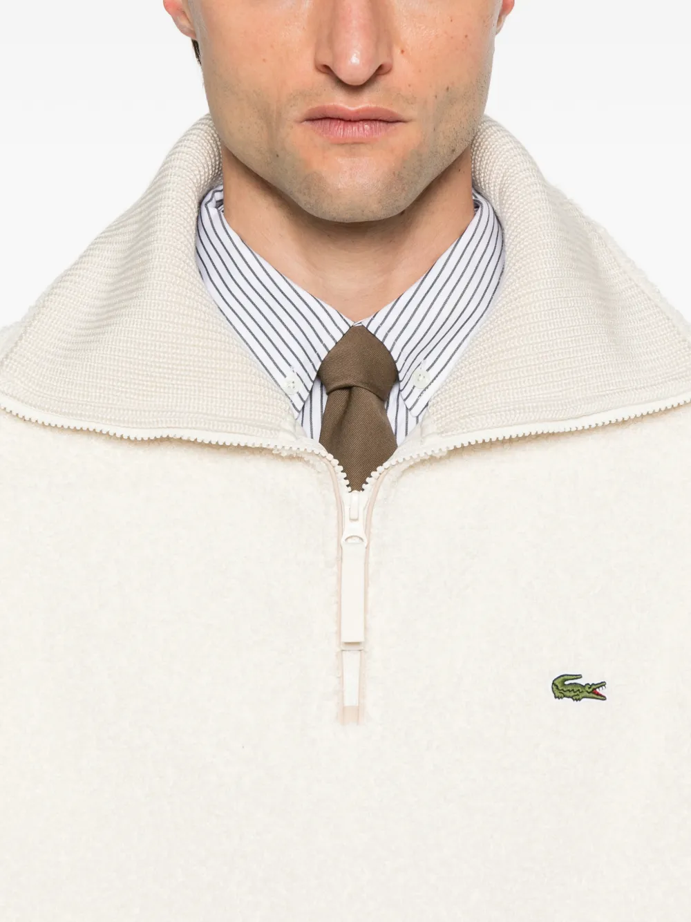 Lacoste Trui met ritskraag Beige