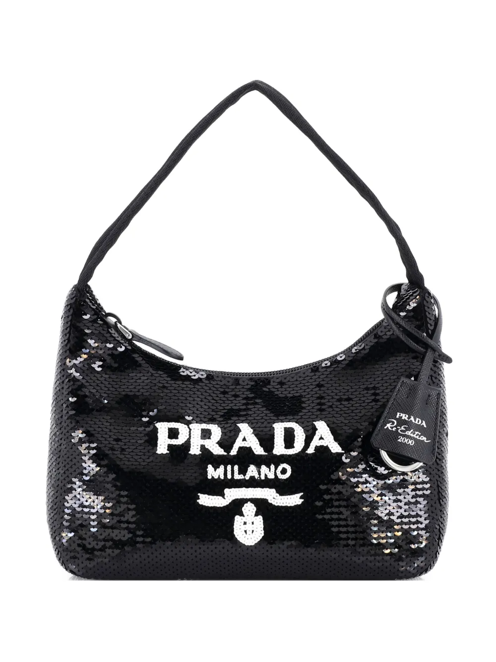 Prada Pre-Owned Re-Edition 2000 Sequins Mini hobo bag - ブラック Prada Pre-Owned Re-Edition 2000 Sequins Mini hobo bag - ブラック