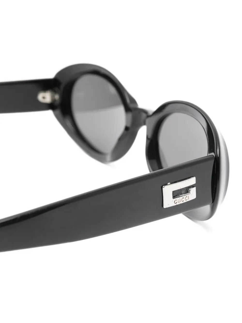 Gucci Pre-Owned Zonnebril met ovalen montuur Zwart