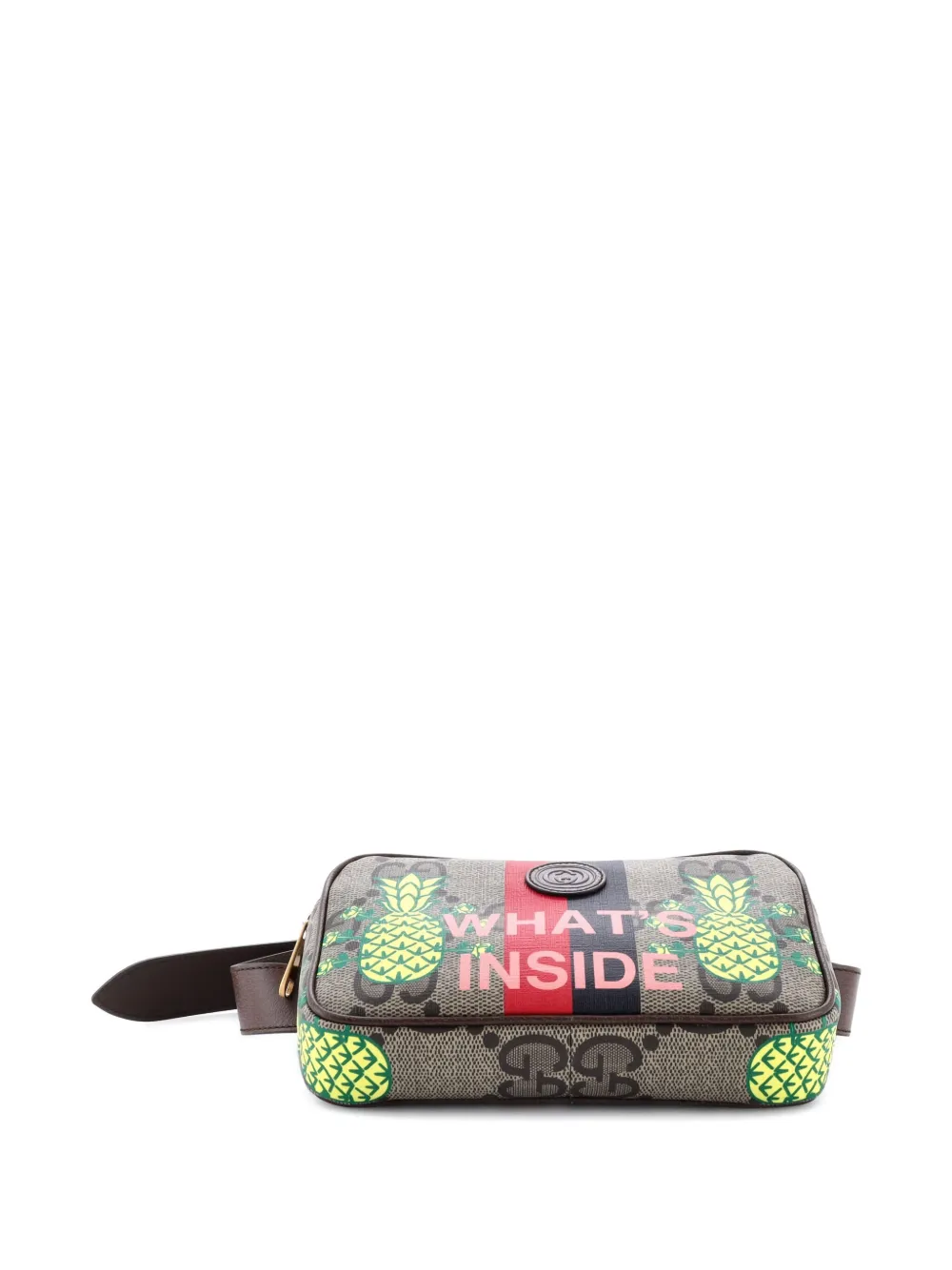 Pre-owned Gucci Zip Printed Gg Coated Canvas Belt Bag In Neutral