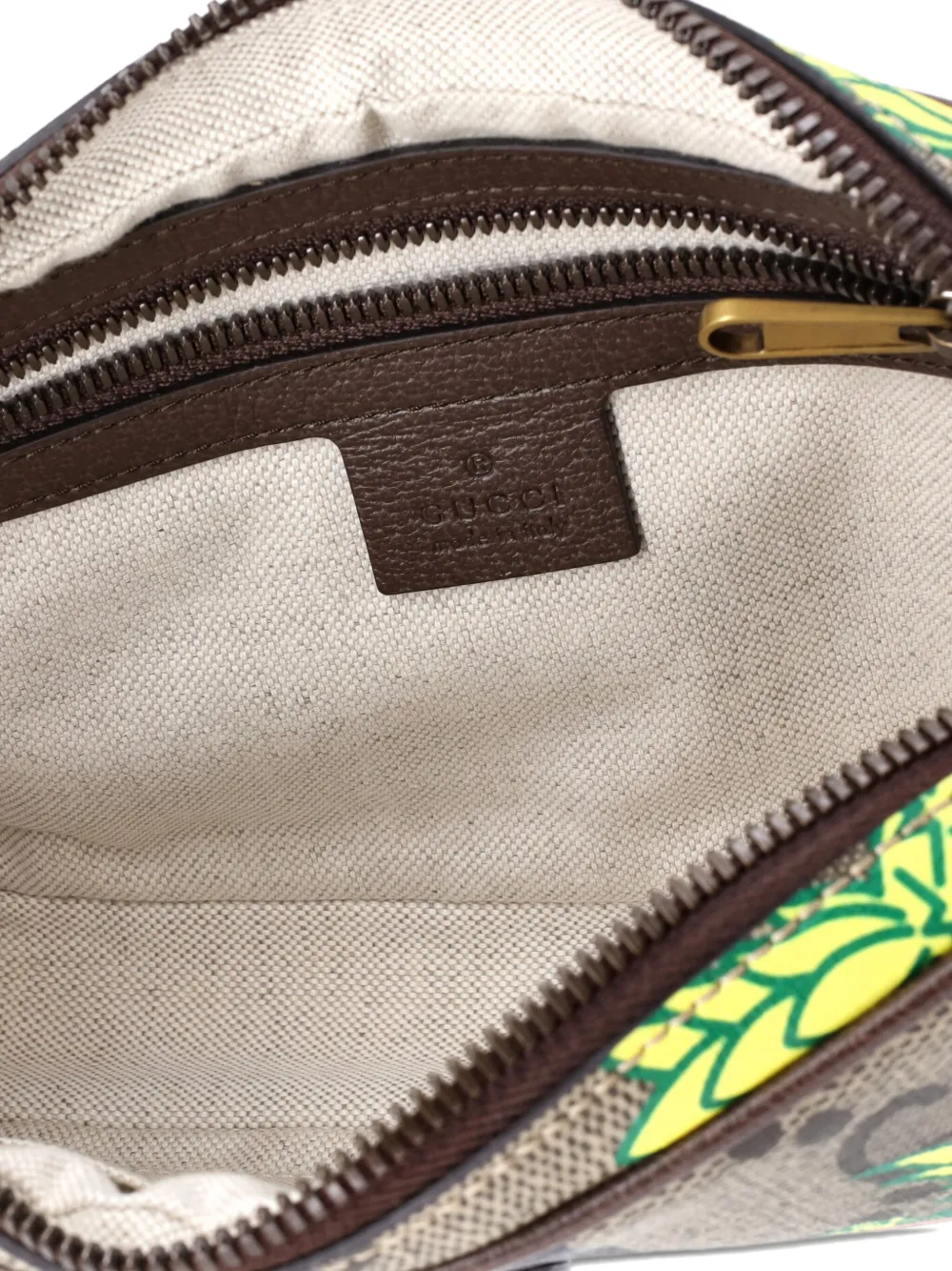 Pre-owned Gucci Zip Printed Gg Coated Canvas Belt Bag In Neutral