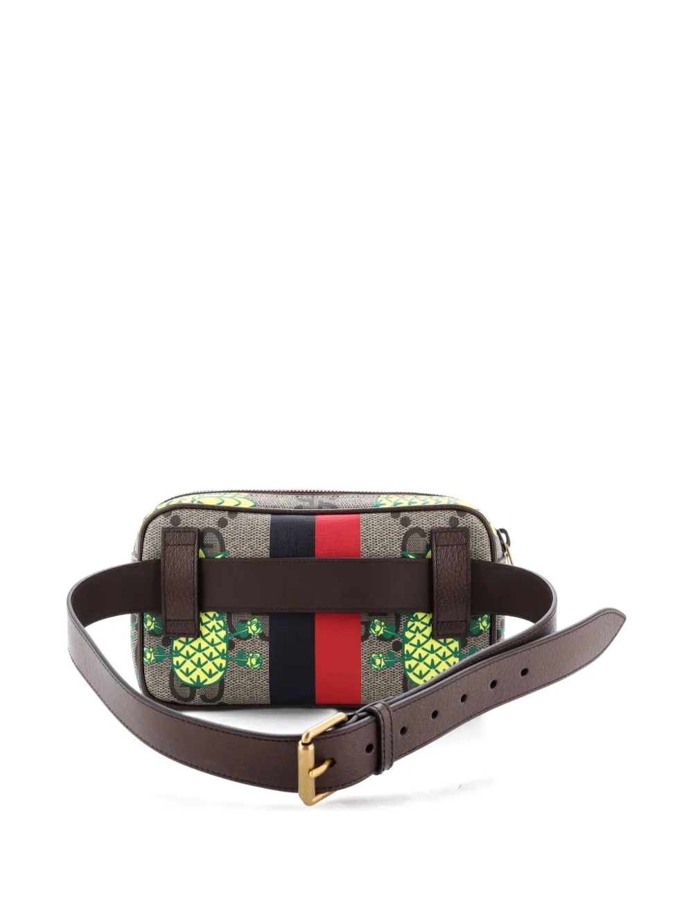 Pre-owned Gucci Zip Printed Gg Coated Canvas Belt Bag In Neutral