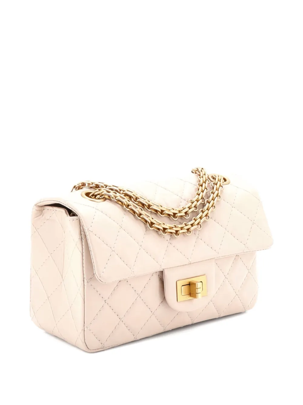 Pre-owned Chanel Reissue 2.55 Flap Bag Quilted Aged Calfskin Mini Crossbody Bag In Neutral