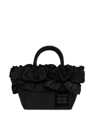 本日限定GANNI ブラック ハンドバッグミニ GANNI ミニラッフル ハンドバッグ | ブラック | FARFETCH JP