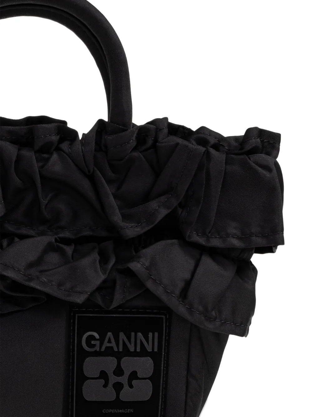 GANNI Shopper met ruches Zwart
