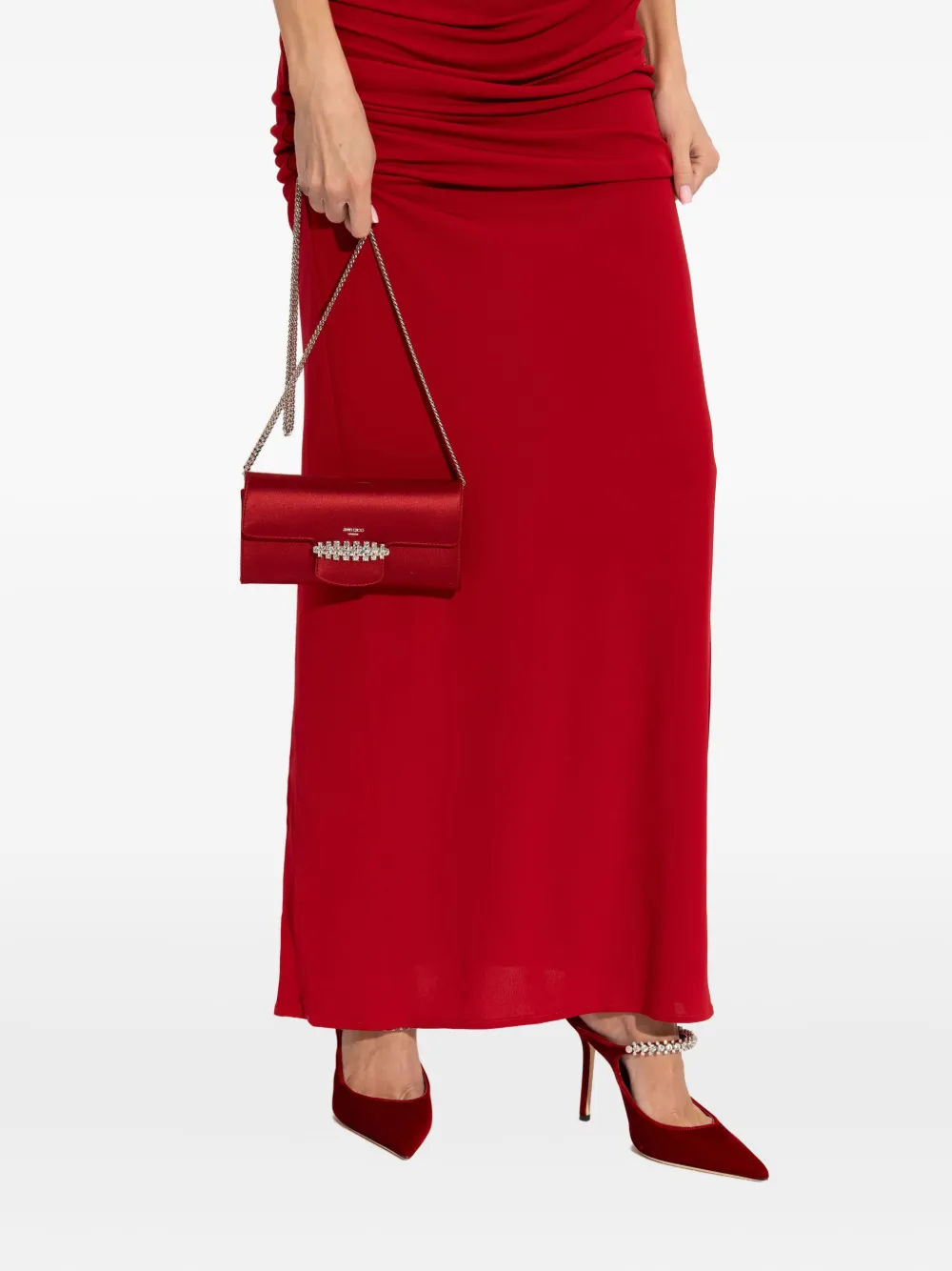 Jimmy Choo crystal chain wallet - Rood