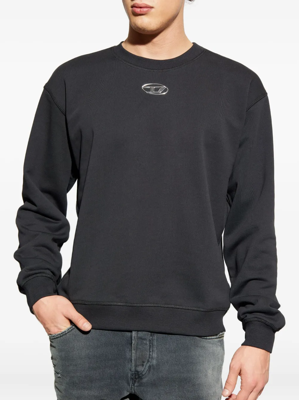 Diesel Sweater met logoplakkaat Zwart