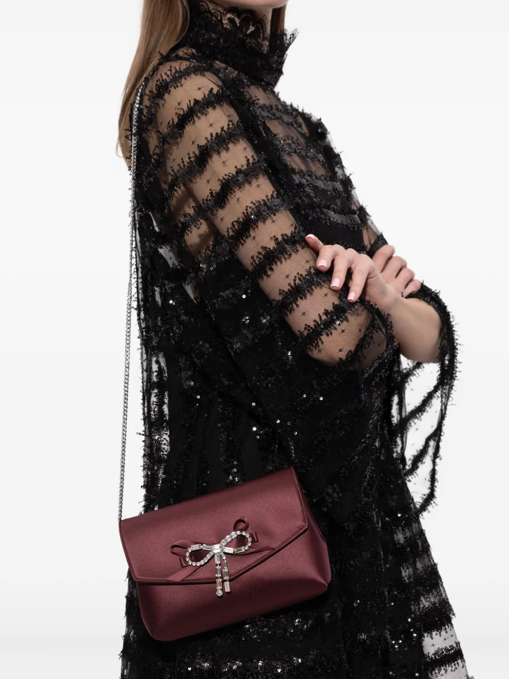 Jimmy Choo mini bow-detail shoulder bag - Rood