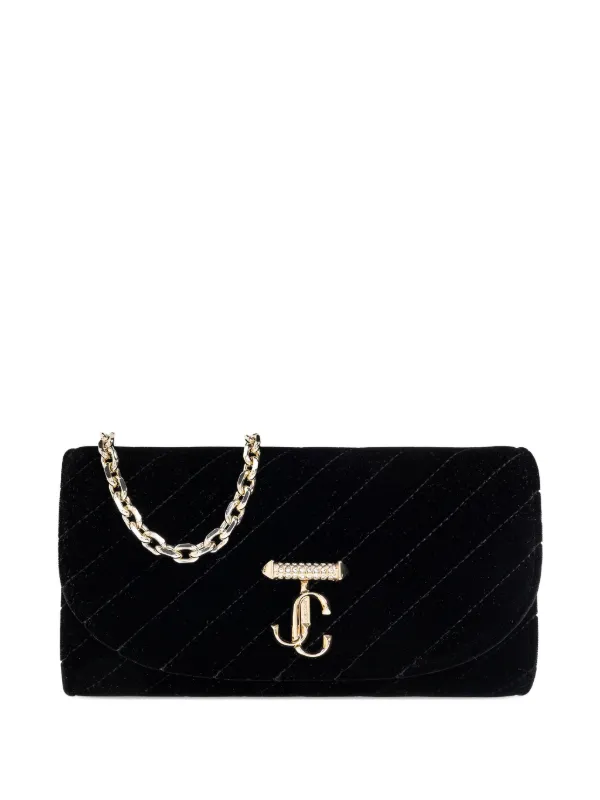 Jimmy Choo Curve Wallet with Chain in Black