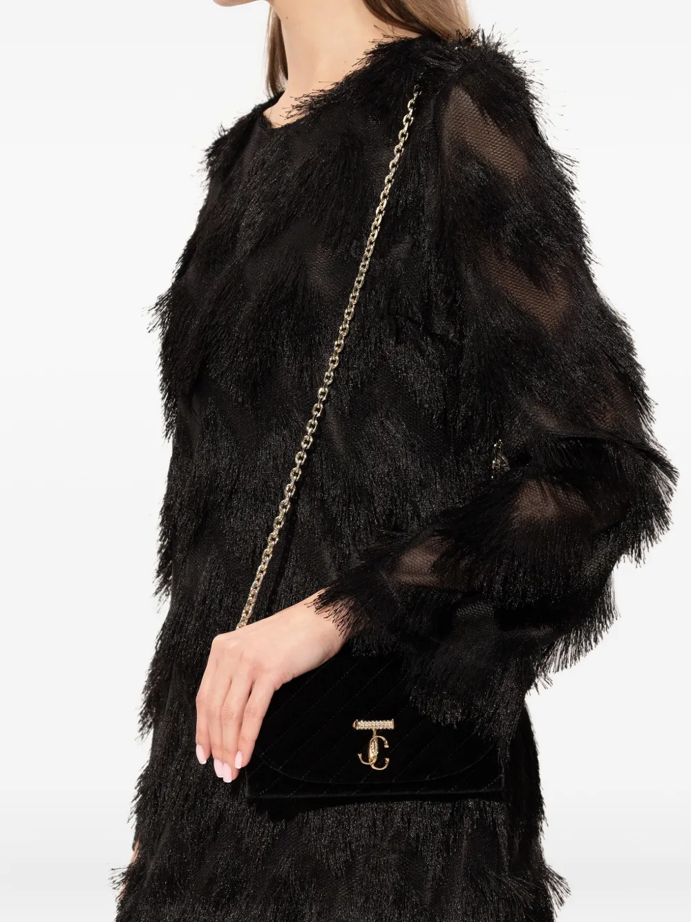 Jimmy Choo logo-detail clutch bag - Zwart