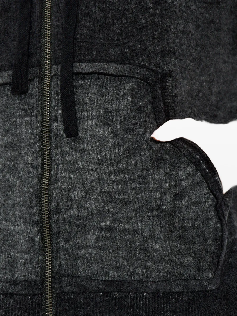 Diesel Reverse-print Hooded Cardigan In Wool In Black