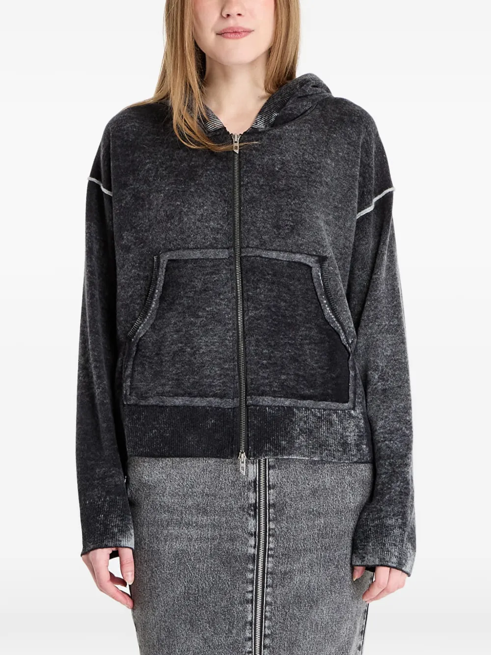 Diesel Zip M-Hermine Hoodie - Grigio