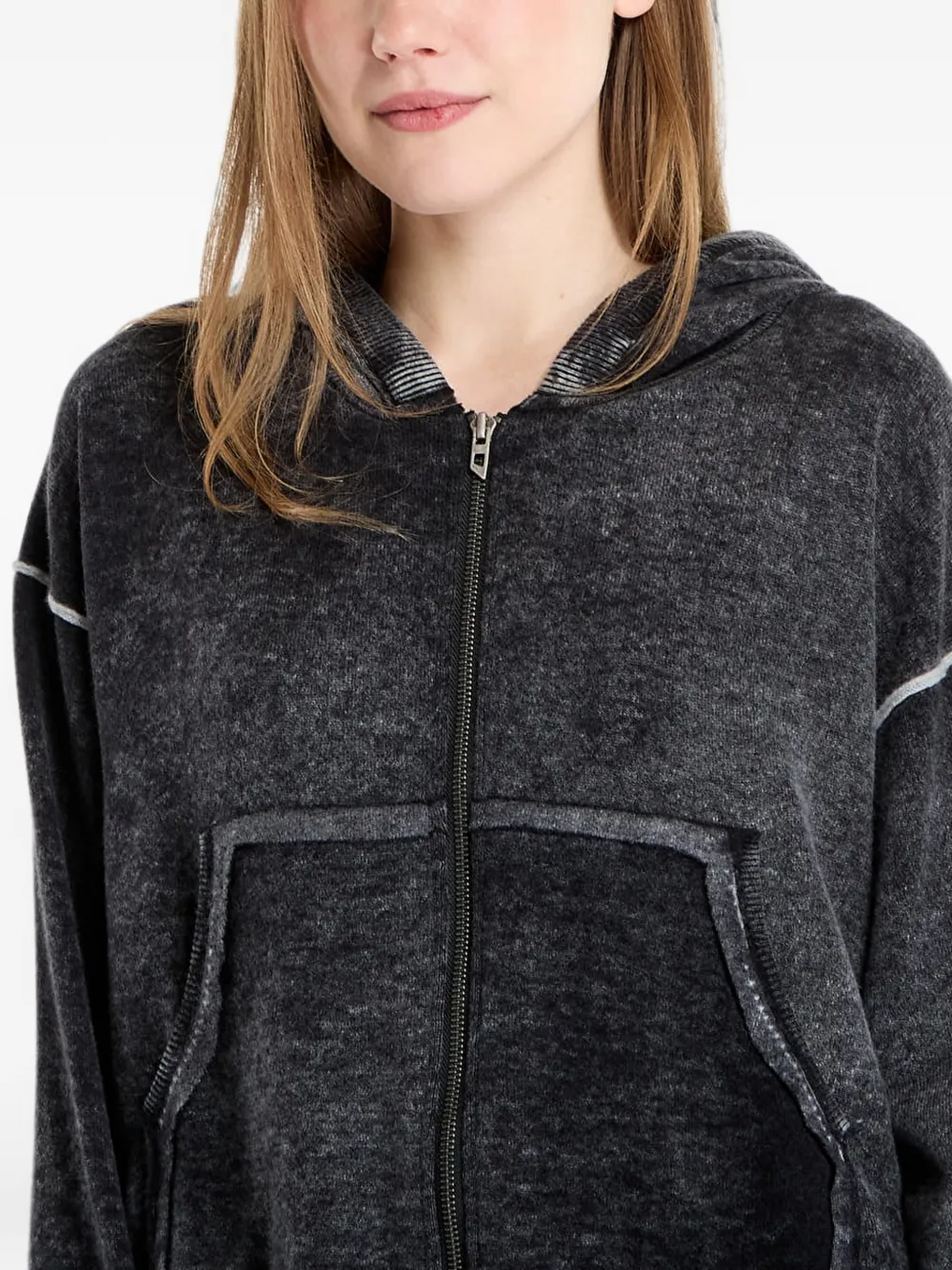 Diesel reverse-print Hooded Cardigan In Wool | Black | FARFETCH ID