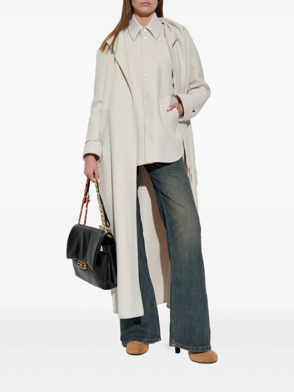 Balenciaga Shirt met geborduurd logo Beige