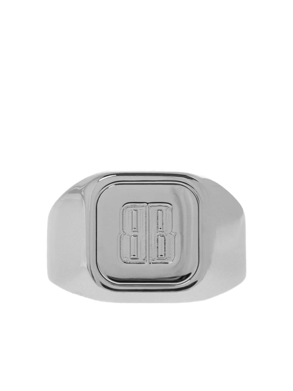 Balenciaga Nano Signet Ring In Shiny Silver In Gray
