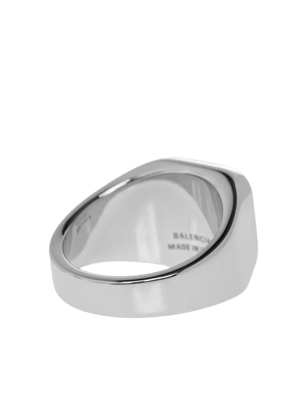 Balenciaga Nano Signet Ring In Shiny Silver In Gray