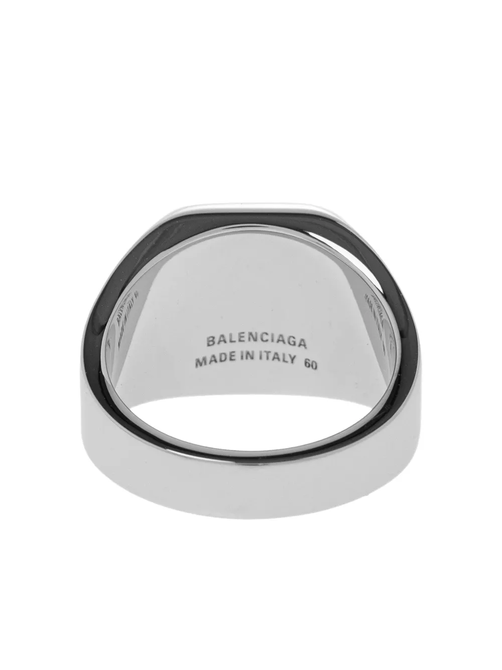Balenciaga Nano Signet Ring In Shiny Silver In Gray