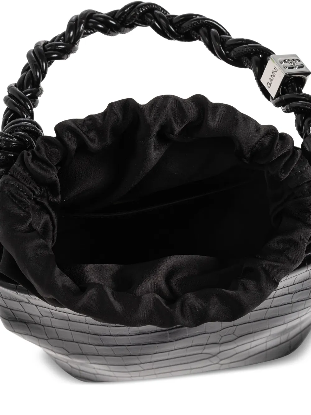 GANNI Tas met krokodillen-reliëf Zwart