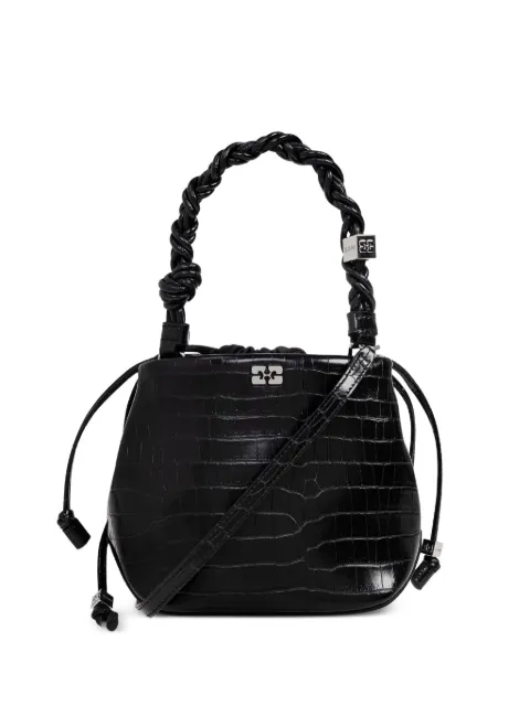 GANNI crocodile-embossed leather tote bag