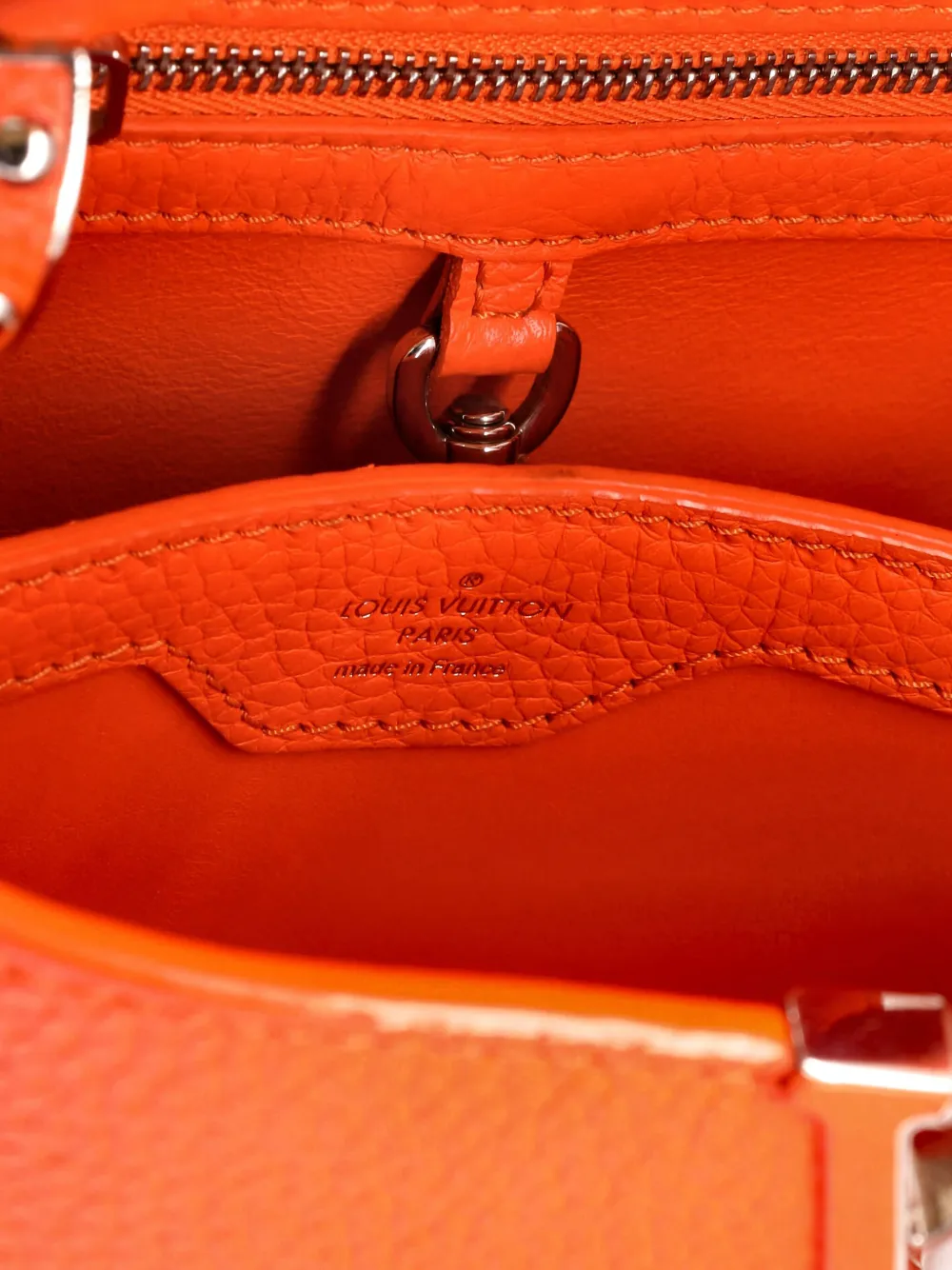 Pre-owned Louis Vuitton Capucines Bag Leather With Whipstitch Strap Bb Satchel