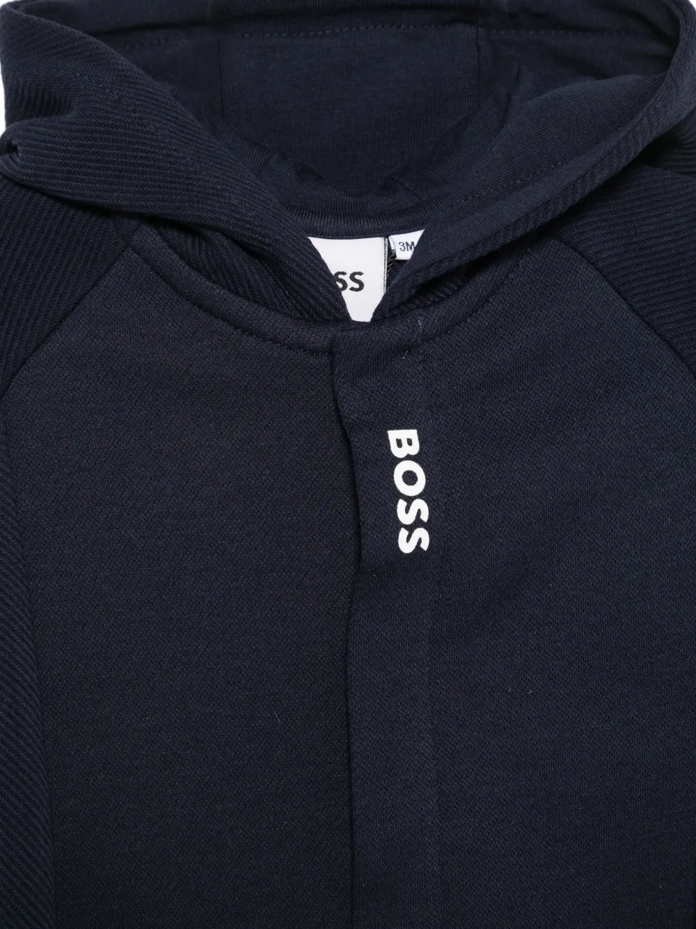 BOSS Kidswear Geribbelde romper met capuchon Blauw