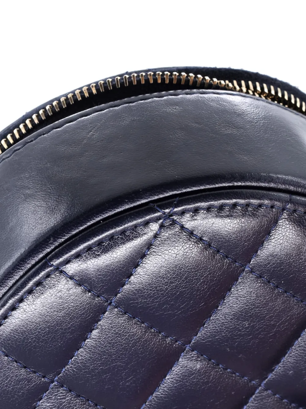 Pre-owned Chanel All Slide Long Round Clutch With Chain Quilted Lambskin Crossbody Bag In Blue