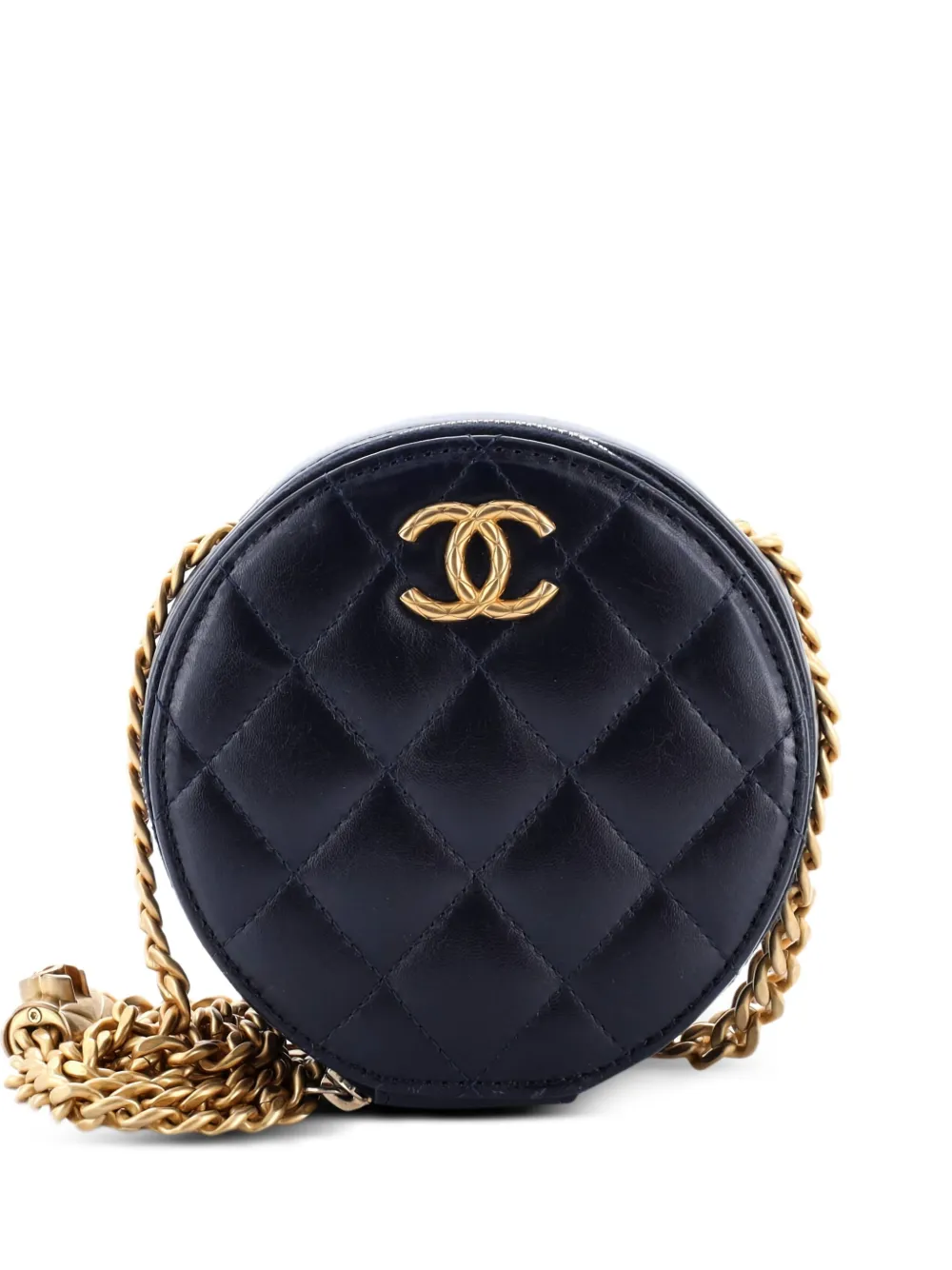 CHANEL Pre-Owned All Slide Long Round Clutch with Chain Quilted CHANEL Pre-Owned All Slide Long Round Clutch with Chain Quilted