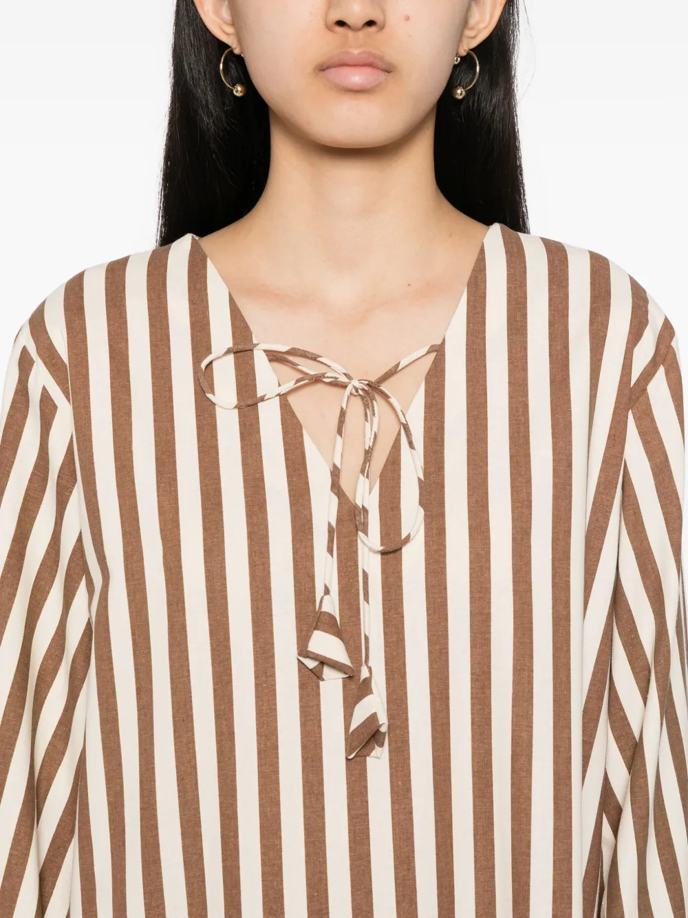 Bambah Amazon gestreepte jurk Bruin