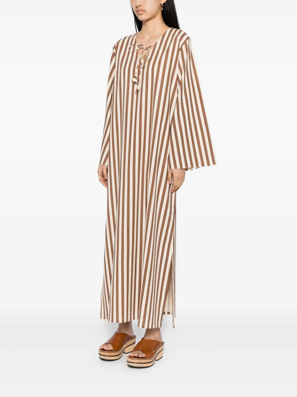 Bambah Amazon gestreepte jurk Bruin