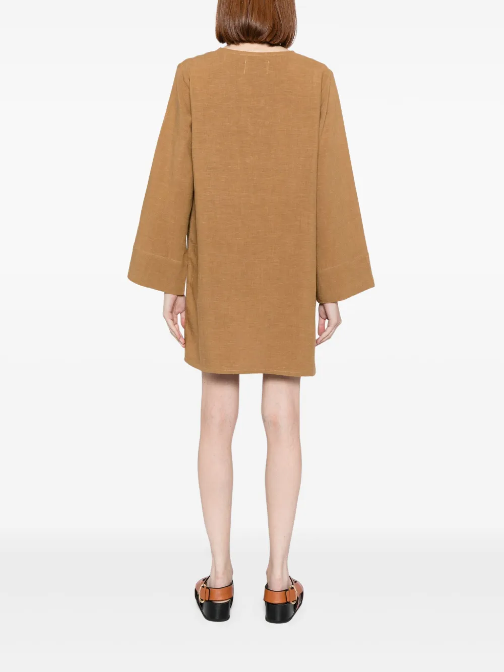 Bambah Jurk met gestrikte taille Bruin