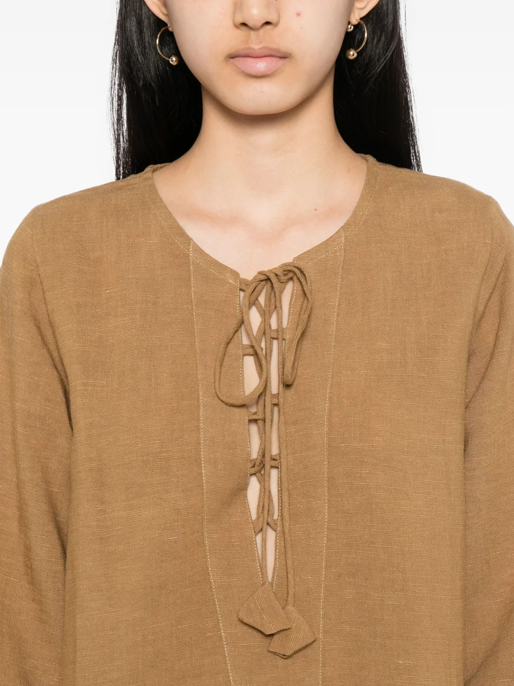 Bambah Gestrikte maxi-jurk Bruin