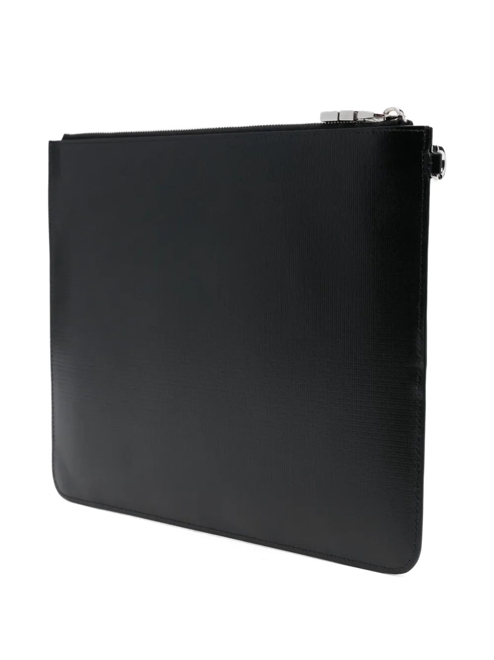 GIVENCHY Pre-owned Logo-print Zip-up Leather Clutch Bag In Black