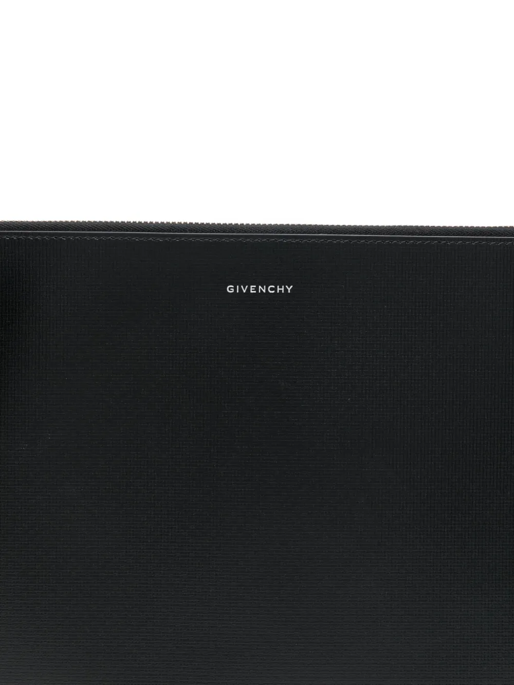 GIVENCHY Pre-owned Logo-print Zip-up Leather Clutch Bag In Black