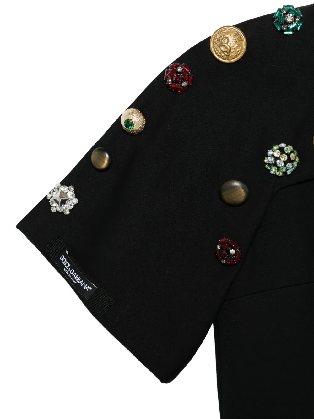 Pre-owned Dolce & Gabbana Button-embellished A-line Mini Dress In Black