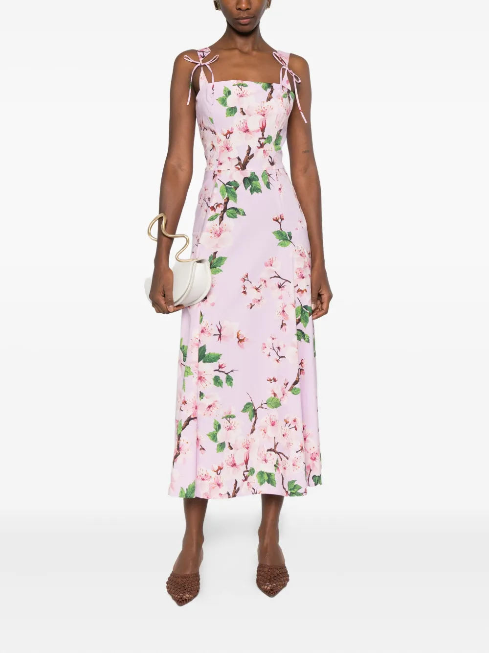 Oscar de la Renta Pre-Owned Popeline jurk met kersenbloesem-print - Roze