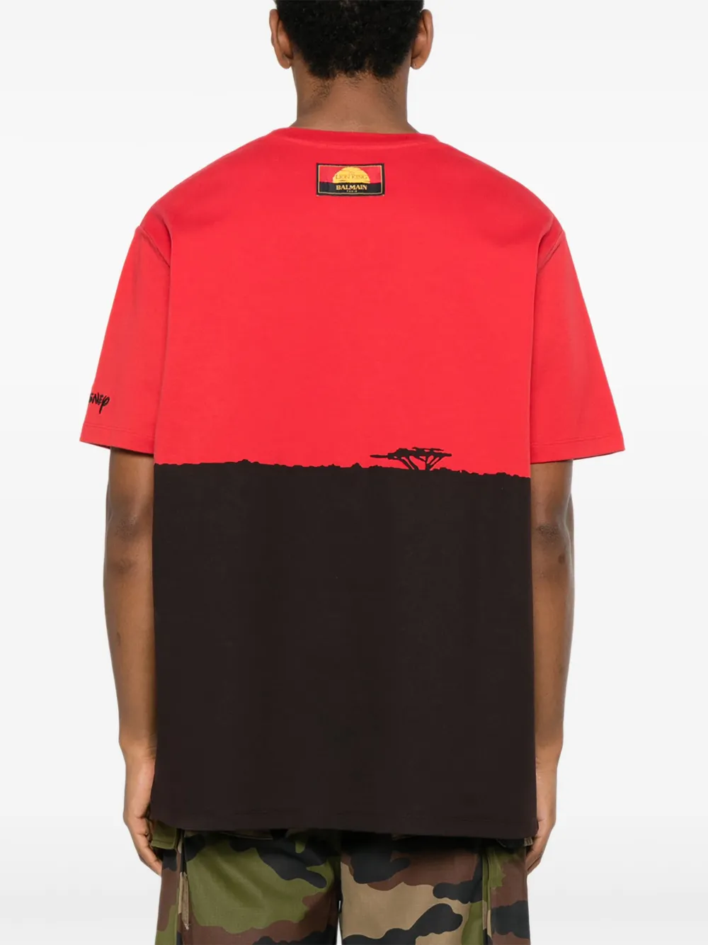 Pre-owned Balmain X Disney Sunset-print T-shirt In Red