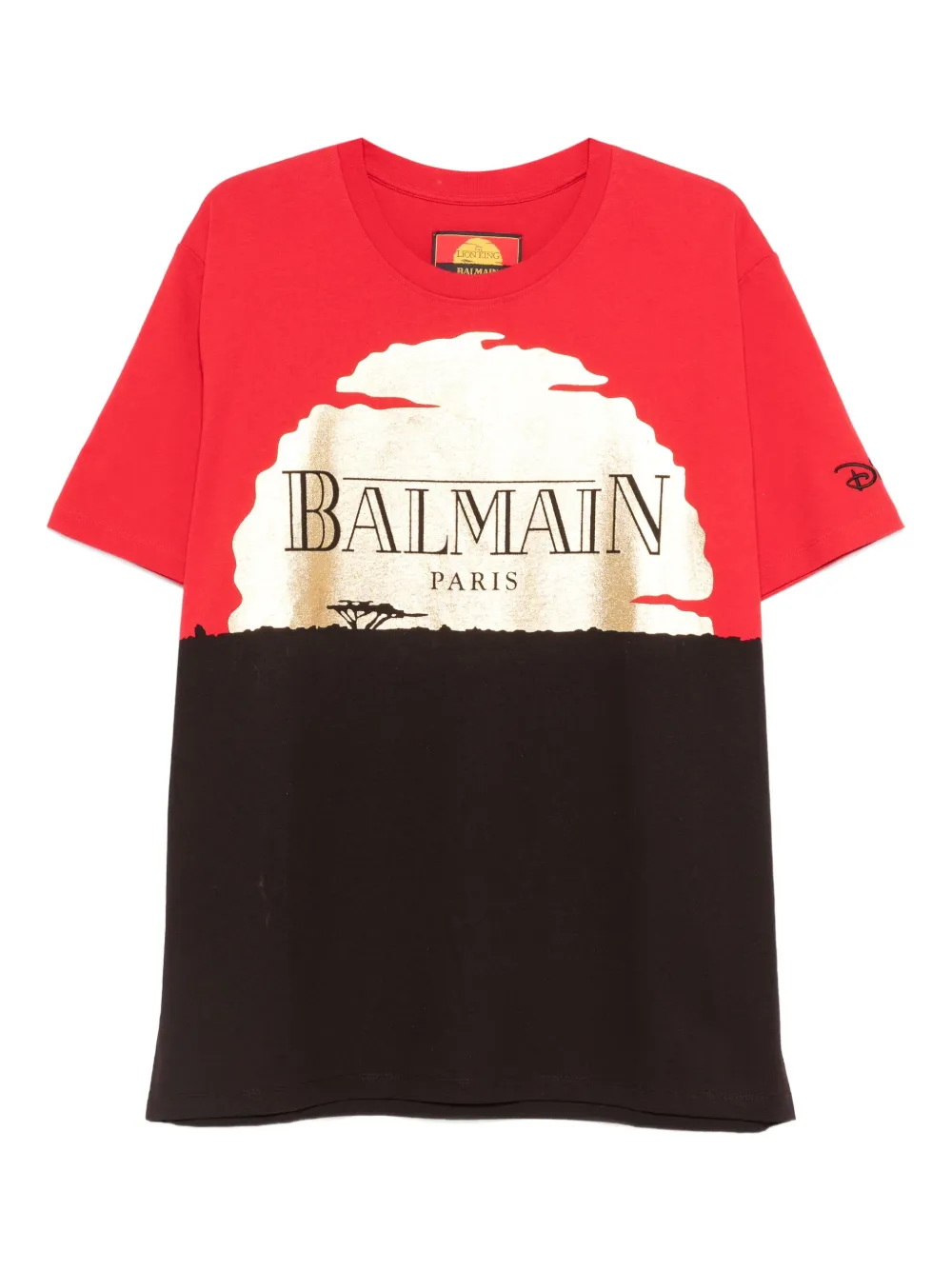 Balmain Pre-Owned playera con atardecer estampado en colaboración con Disney | rojo | Image 1