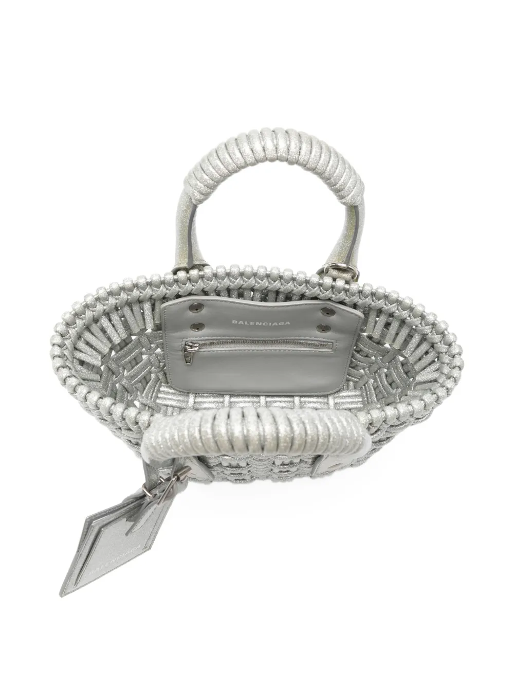 Balenciaga Pre-Owned Bistro Woven Basket Tote Bag | Silver | FARFETCH