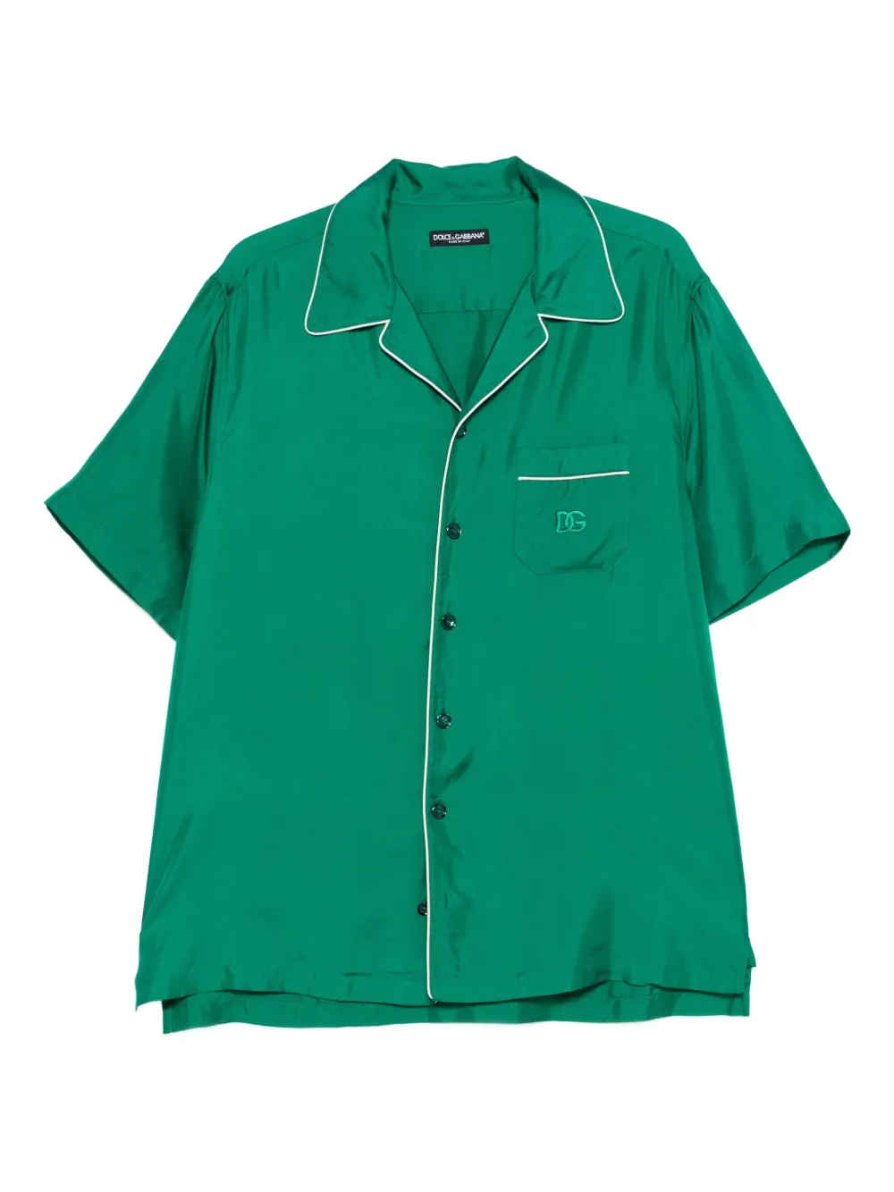 Dolce & Gabbana Pre-Owned embroidered-logo silk-twill shirt | Green | Image 1