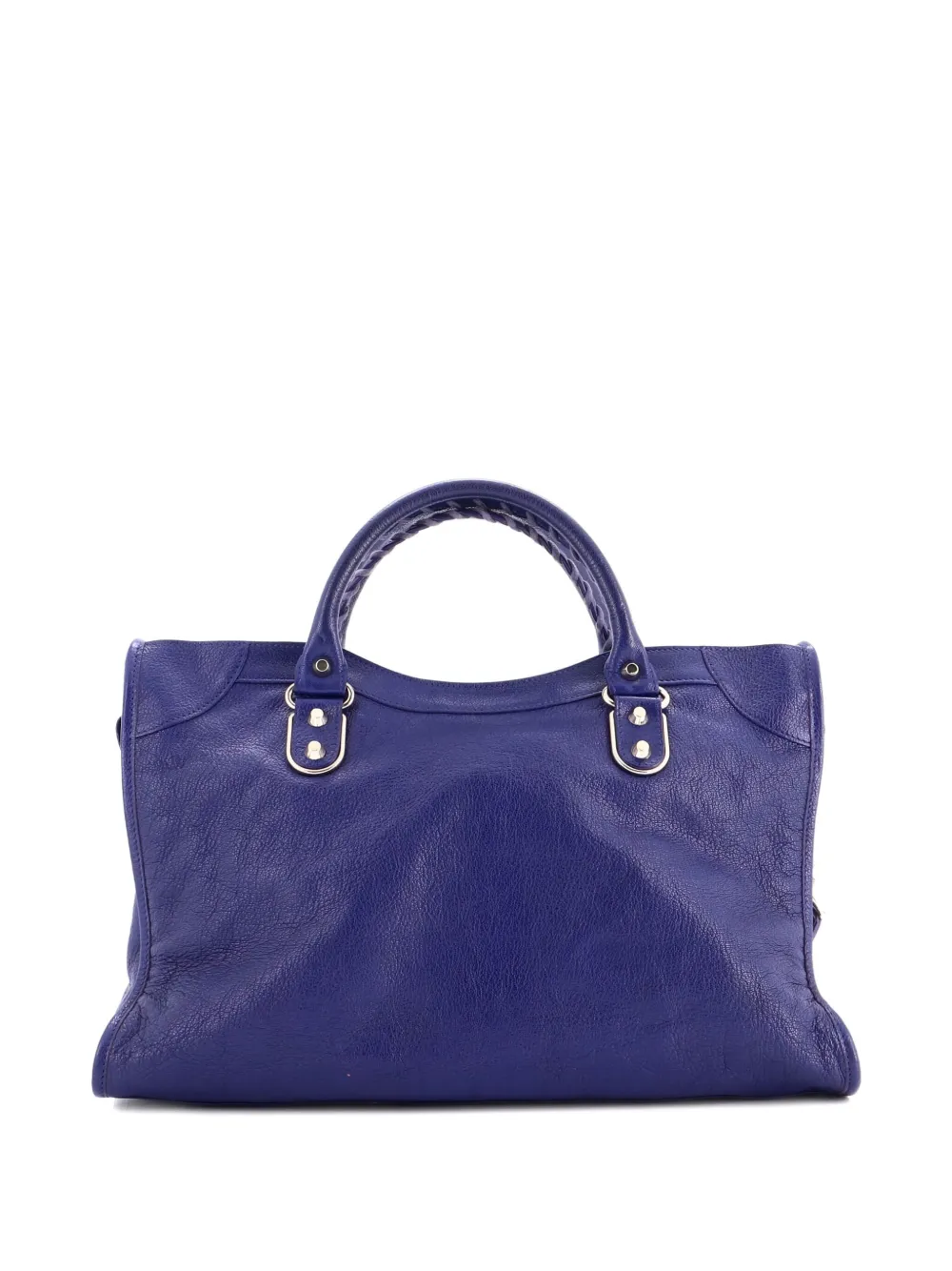 Pre-owned Balenciaga City Classic Metallic Edge Bag Leather Medium Satchel In Blue