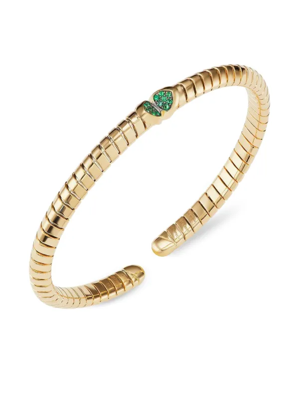 Marina B 18K Yellow Gold Trisolina Emerald Bangle Bracelet