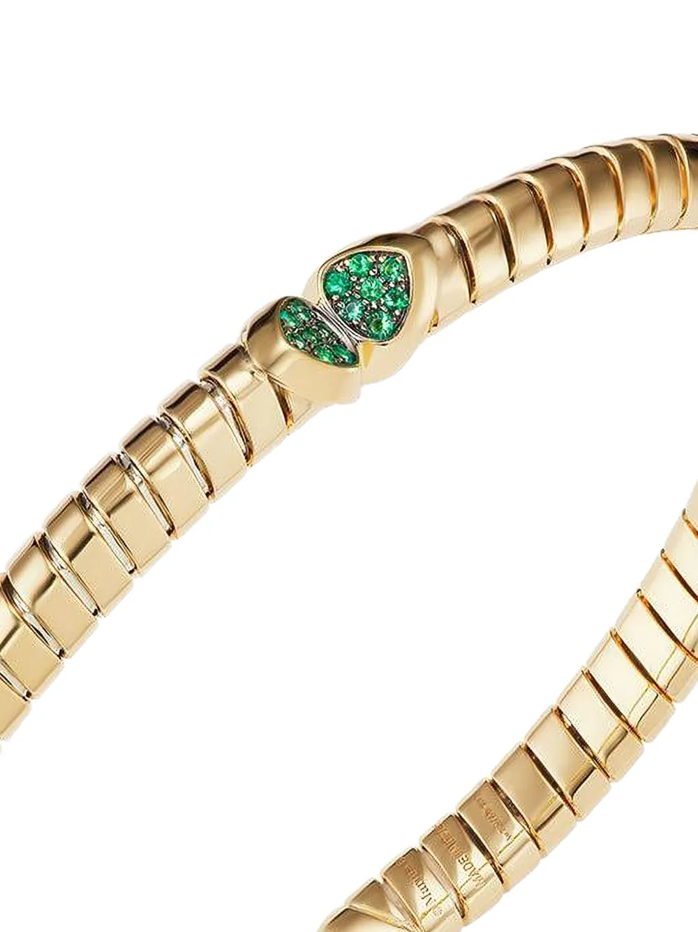  Marina B 18k Yellow Gold Trisolina Emerald Bangle Bracelet 