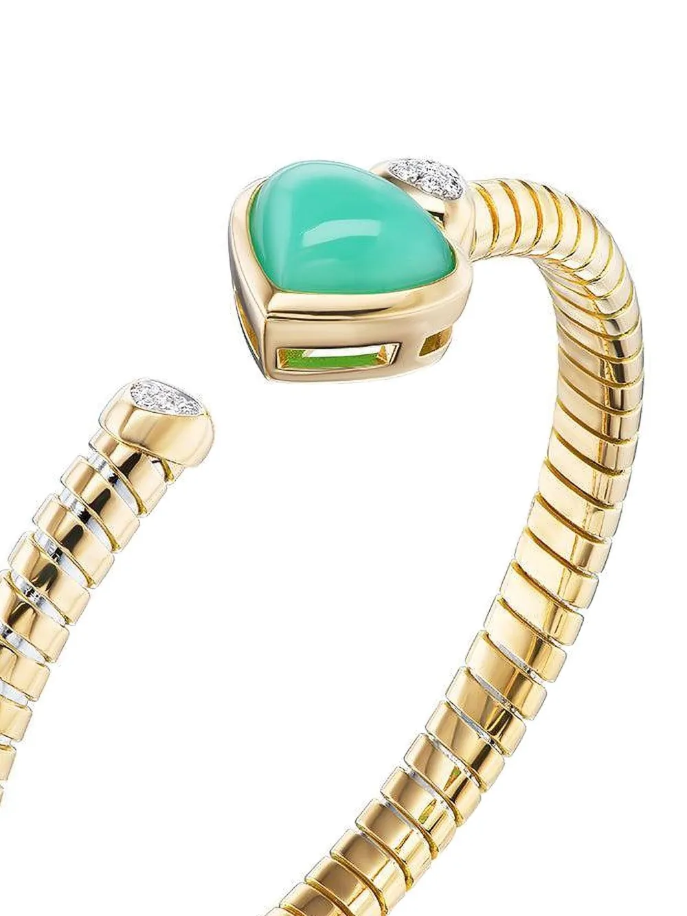  Marina B 18k Yellow Gold Trisolina Chrysocolla And Diamond Bangle Bracelet 