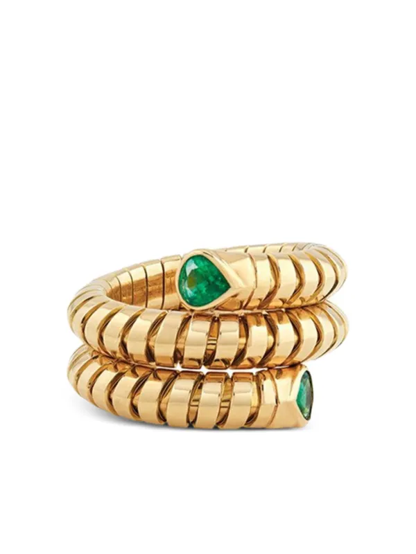 Marina B 18K Yellow Gold Trisola Spiral Emerald Ring