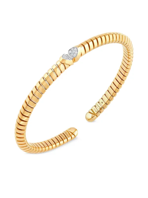 Marina B 18K Yellow Gold Trisolina Diamond Bangle Bracelet