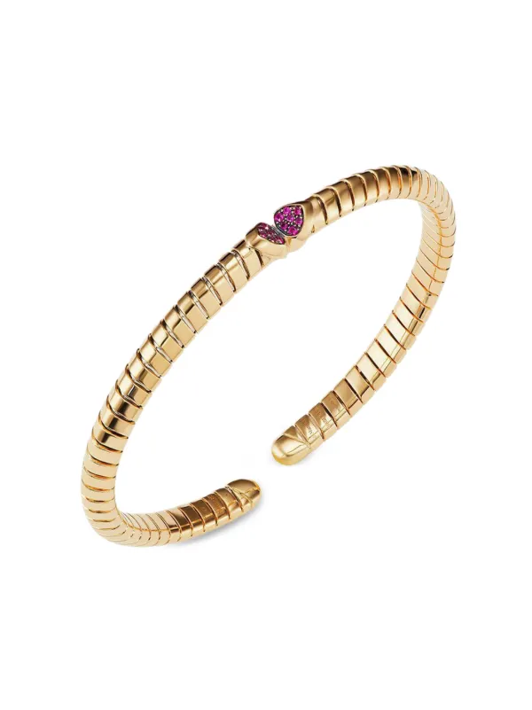 Marina B 18K Yellow Gold Trisolina Ruby Bangle Bracelet