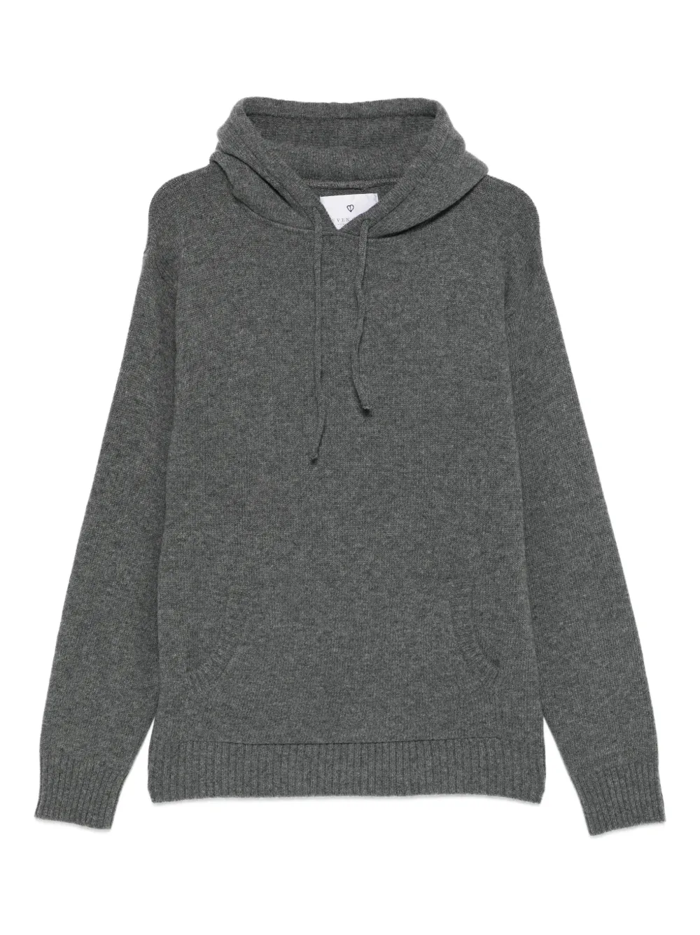 Seven Gauge Ribbed-pocket Knit Hoodie In Gray